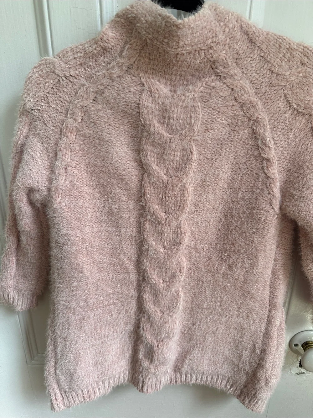 Zara Soft Blush Pink Open-Front Fuzzy Cardigan